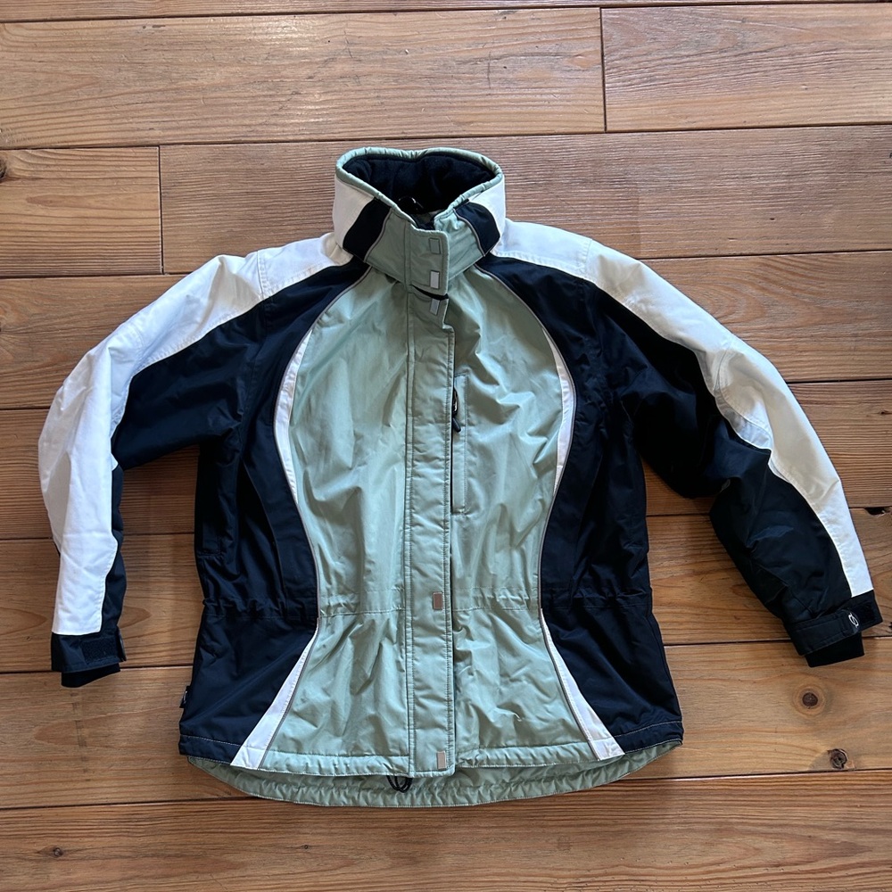 Women's Obermeyer Ridgeline Ski Jacket Size 14 Green and Black
